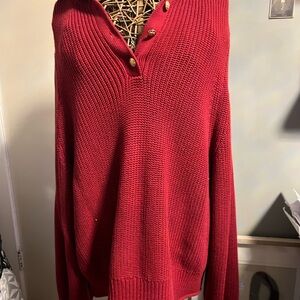 Women's wine Sweater with Button Detail